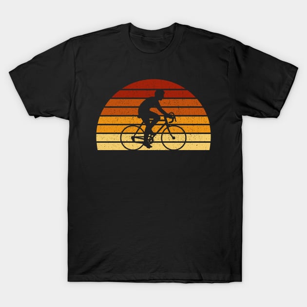 Vintage Sunset Cycling Gift For Racing Cyclists T-Shirt by OceanRadar